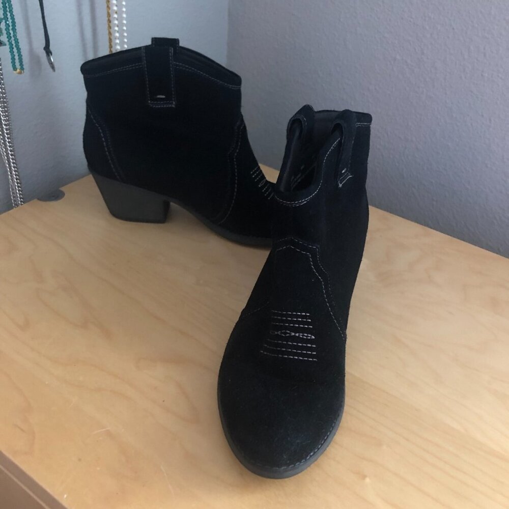 Clarks Artisan Zania Ankle Boots Womens US 8.5 Black Suede Western Cowboy - Picture 6 of 13